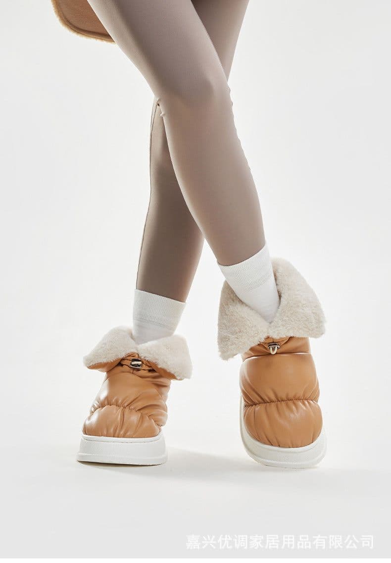 image-Men Women High-Top Winter Snow Boots Thick-Soled Cotton Slippers