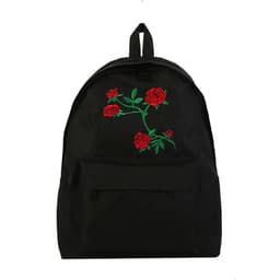 image-Canvas Embroidered Backpack Flower Pattern School Bag Unisex