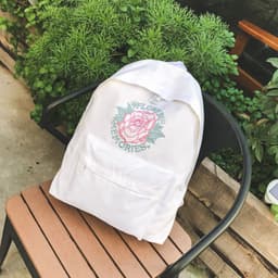 image-Canvas Embroidered Backpack Flower Pattern School Bag Unisex