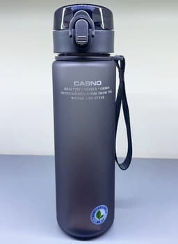 image-Cassino Matte Plastic Water Bottle with Lid and Lanyard 1050ml