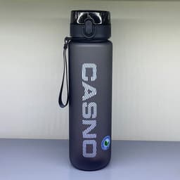 image-Cassino Matte Plastic Water Bottle with Lid and Lanyard 1050ml