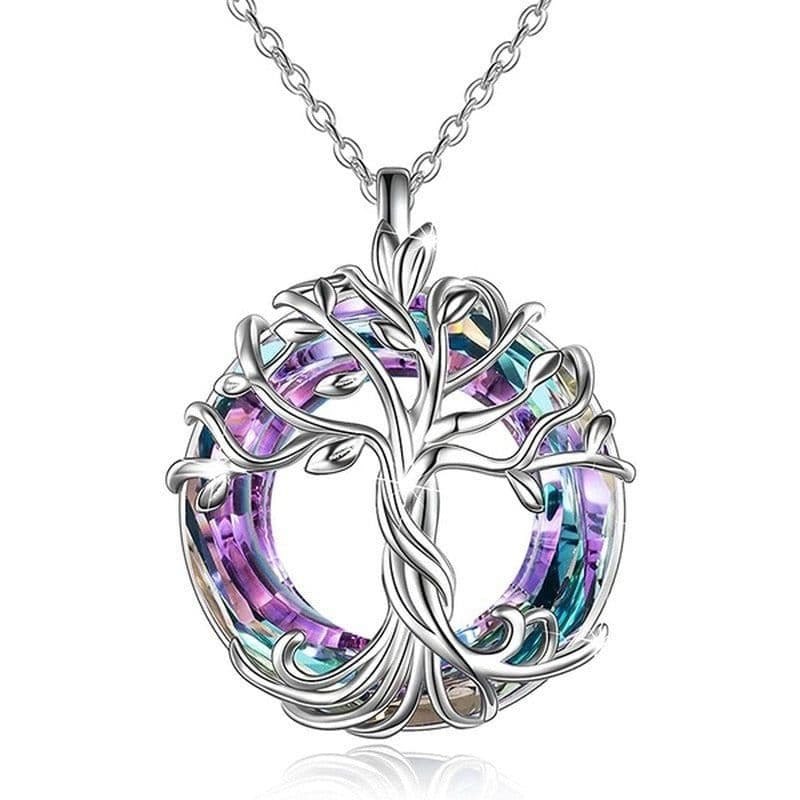 image-Tree of Life Pendant Necklace Women's Geometric Hollow Alloy Chain