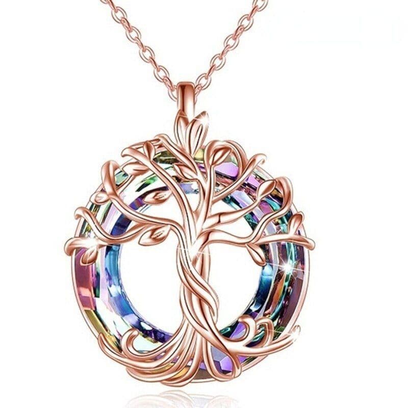 image-Tree of Life Pendant Necklace Women's Geometric Hollow Alloy Chain