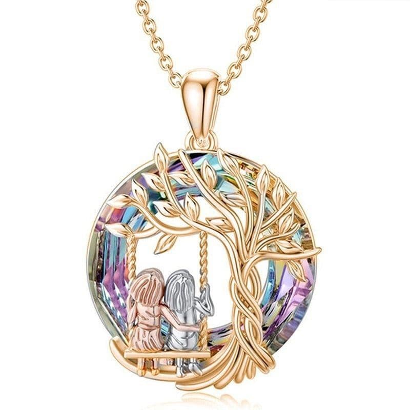 image-Tree of Life Pendant Necklace Women's Geometric Hollow Alloy Chain
