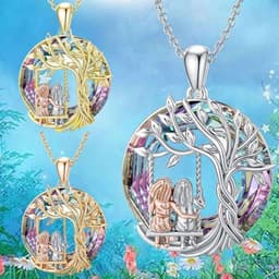 image-Tree of Life Pendant Necklace Women's Geometric Hollow Alloy Chain
