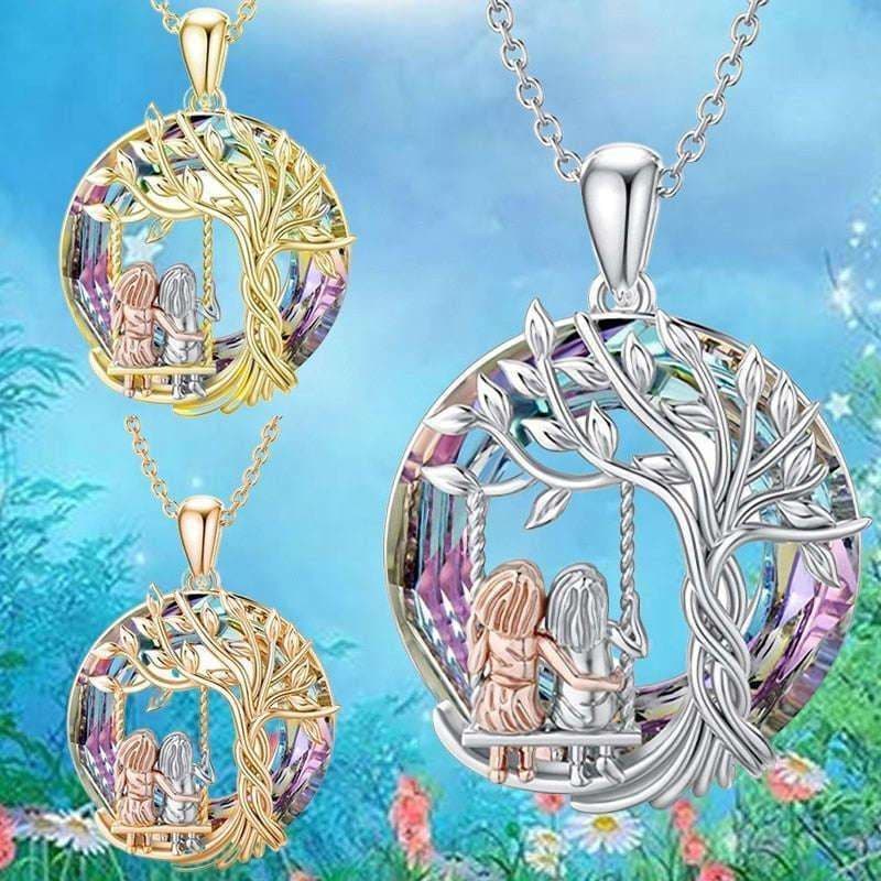 image-Tree of Life Pendant Necklace Women's Geometric Hollow Alloy Chain