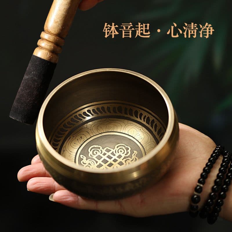 image-Hand-Painted Copper Singing Bowl Tibetan Meditation Yoga Bowl