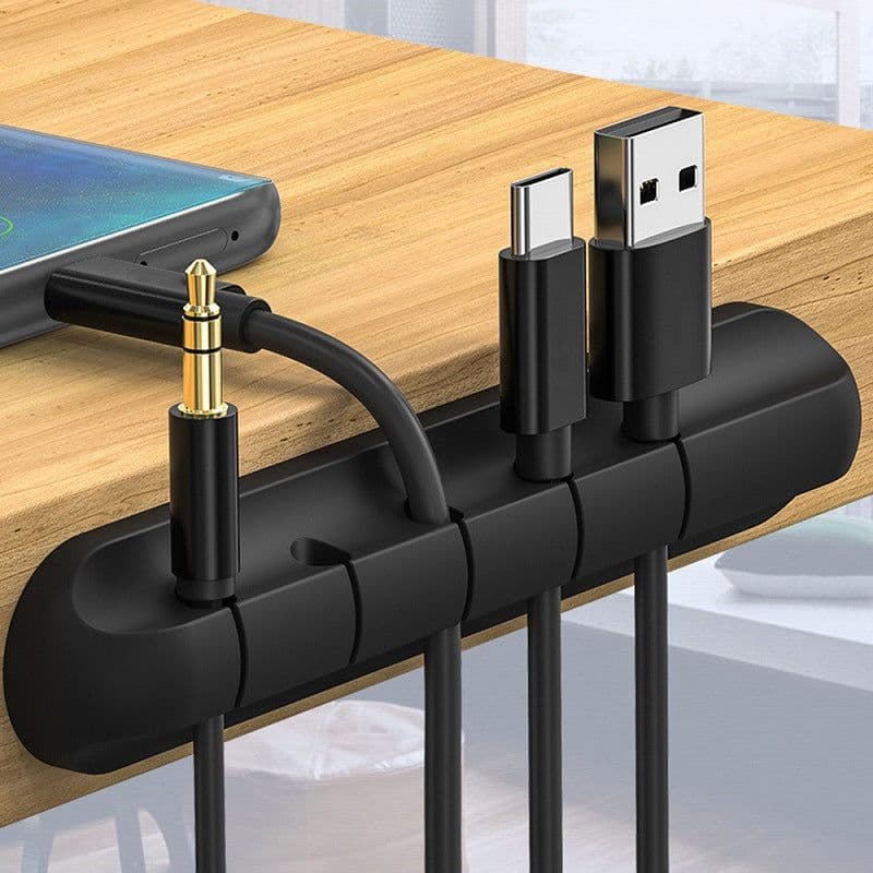 image-Silicone Cable Organizer Desktop Clip 3/5/7 Ports Cable Management