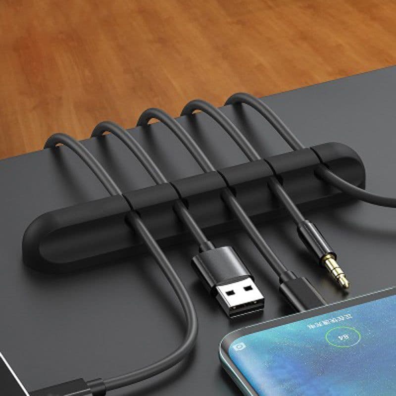 image-Silicone Cable Organizer Desktop Clip 3/5/7 Ports Cable Management