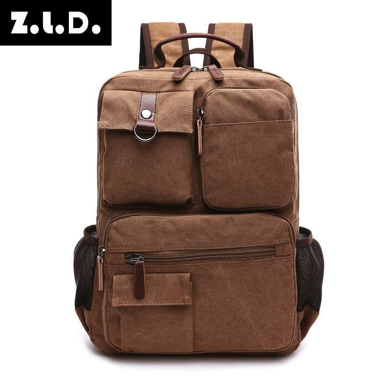image-Mugu Canvas Backpack Men's College Travel Bag 20-35L