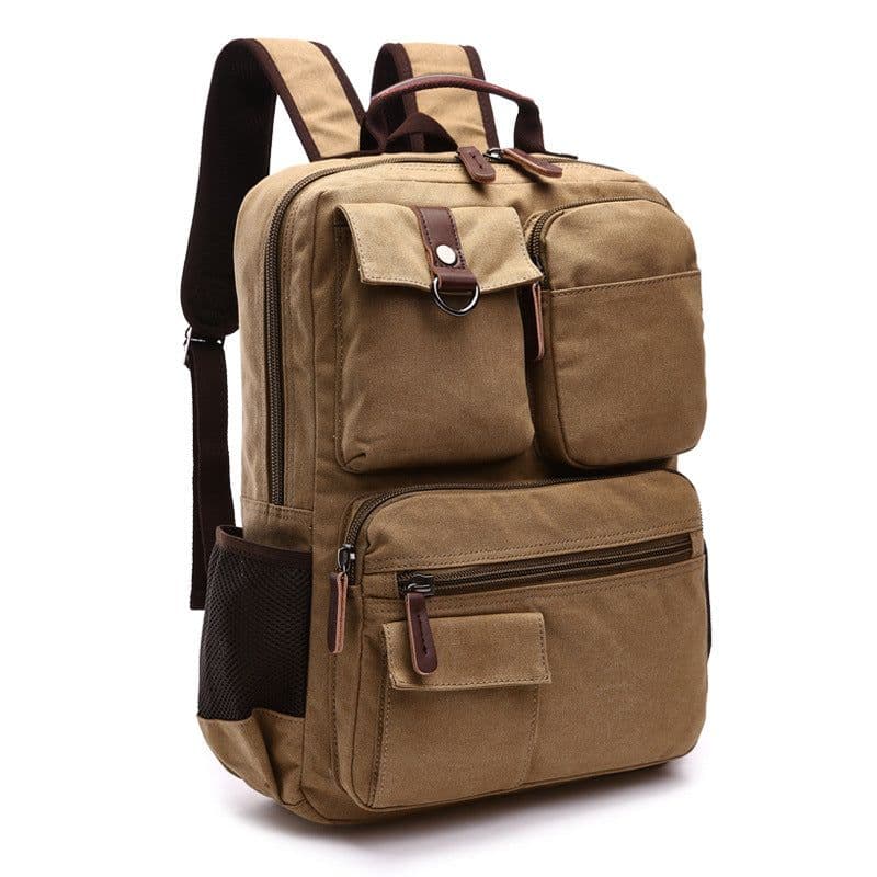 image-Mugu Canvas Backpack Men's College Travel Bag 20-35L