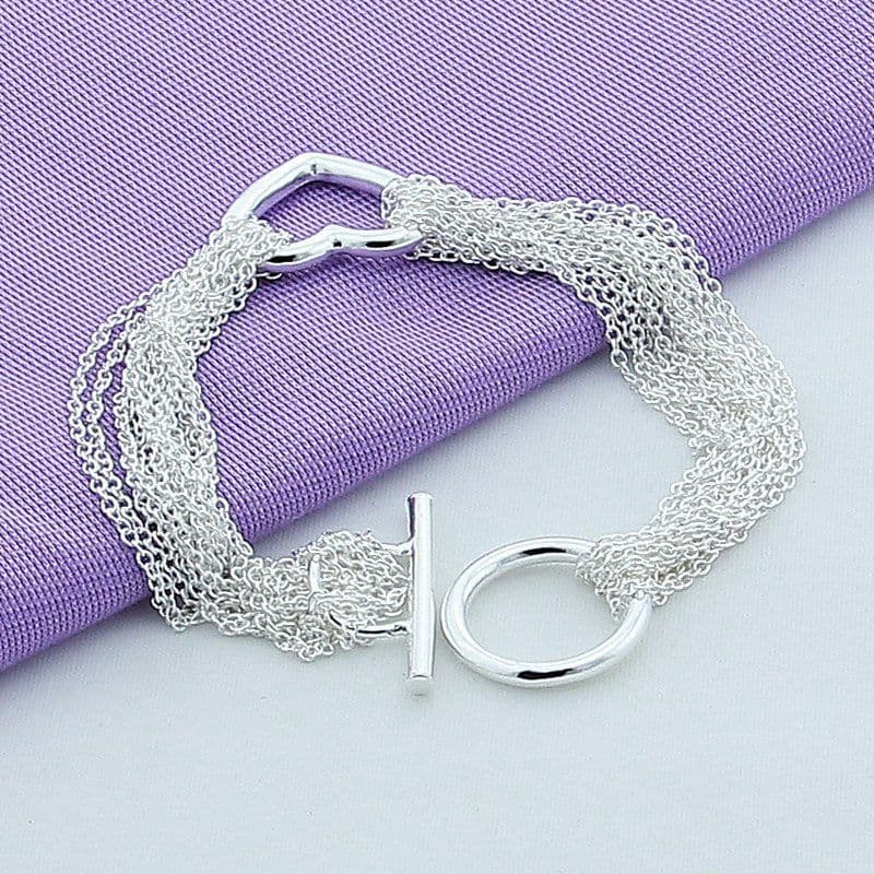 image-Silver Plated Heart Bracelet YH103 - Unisex European Style Jewelry