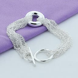 image-Silver Plated Heart Bracelet YH103 - Unisex European Style Jewelry