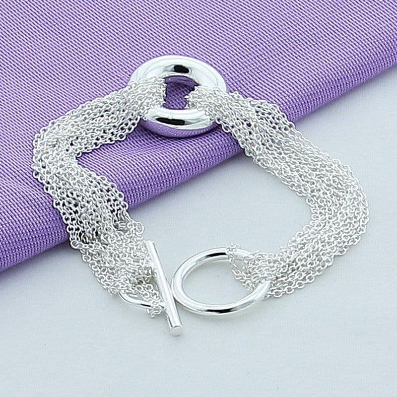 image-Silver Plated Heart Bracelet YH103 - Unisex European Style Jewelry