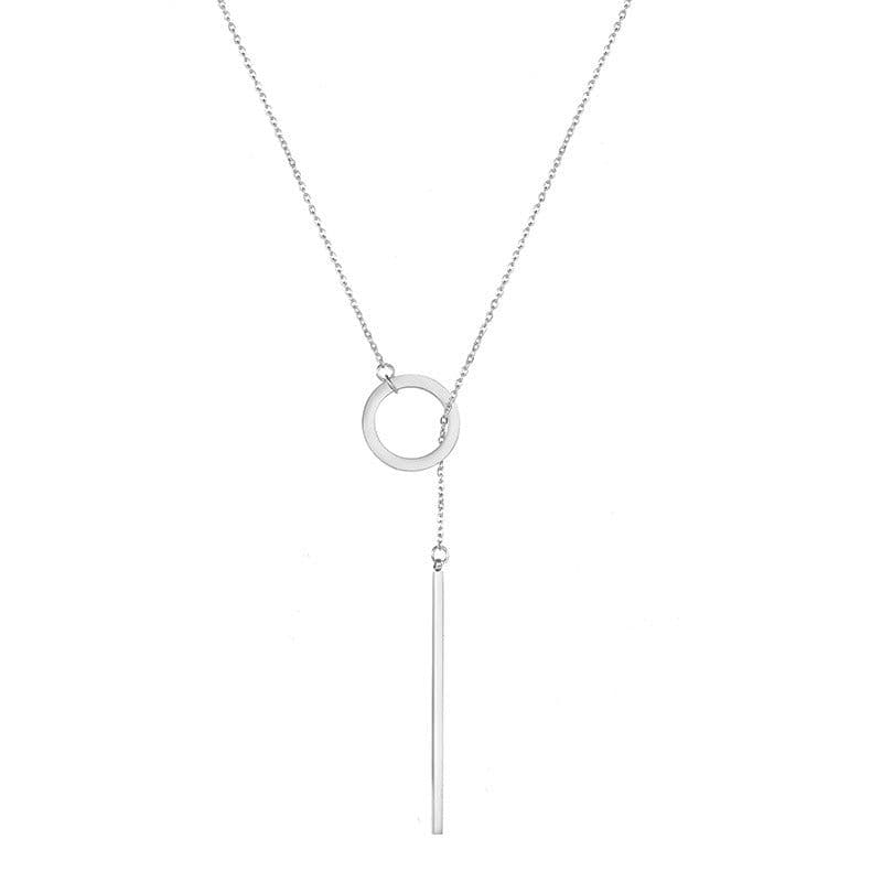image-eManco Stainless Steel Geometric Round Pendant Necklace YX15473