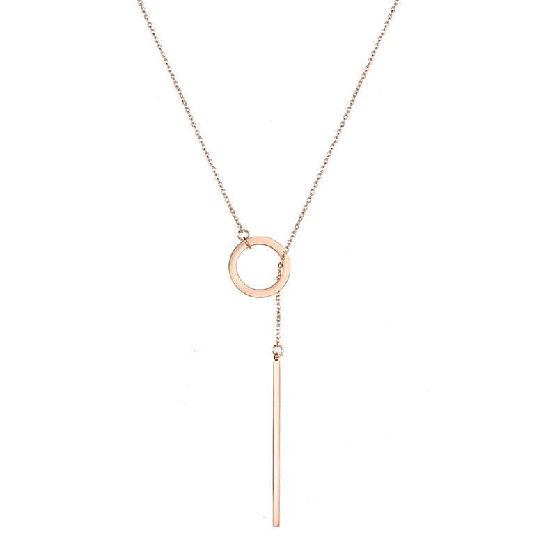 image-eManco Stainless Steel Geometric Round Pendant Necklace YX15473
