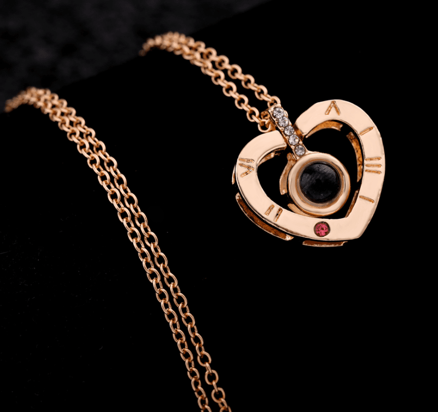 image-100 Languages I Love You Couple Necklace Heart Pendant K1156