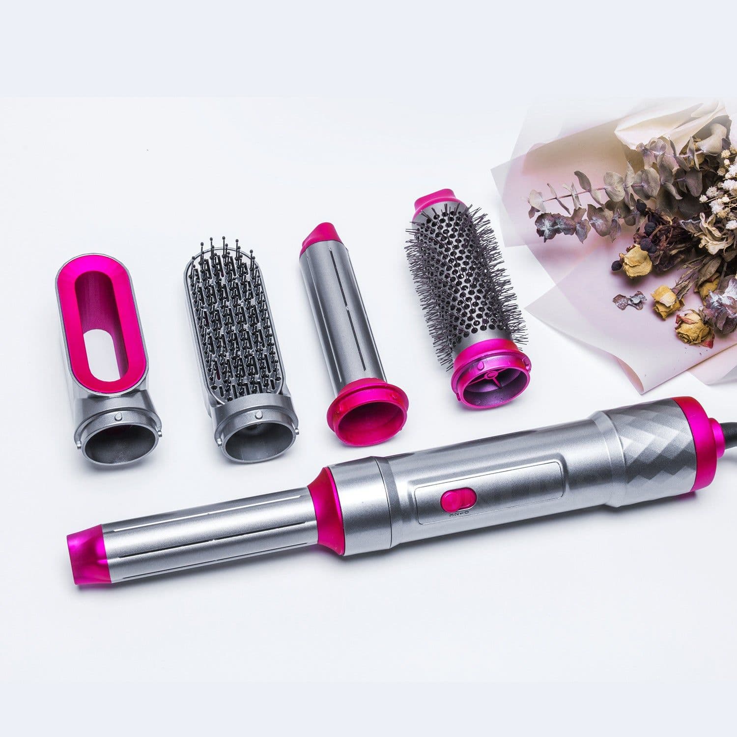 image-5-in-1 Hair Dryer Styling Tool with Hot Air Brush & Comb Attachments