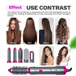image-5-in-1 Hair Dryer Styling Tool with Hot Air Brush & Comb Attachments