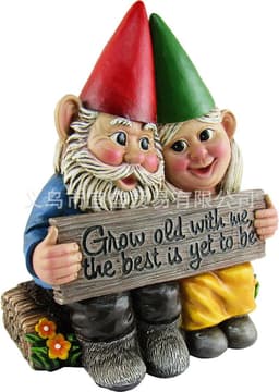 image-Resin Garden Gnome Couple Statue Cartoon Dwarf Ornament