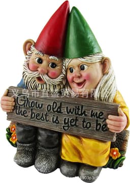 image-Resin Garden Gnome Couple Statue Cartoon Dwarf Ornament