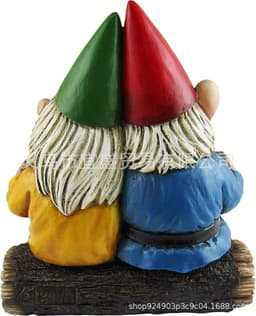 image-Resin Garden Gnome Couple Statue Cartoon Dwarf Ornament