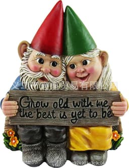 image-Resin Garden Gnome Couple Statue Cartoon Dwarf Ornament