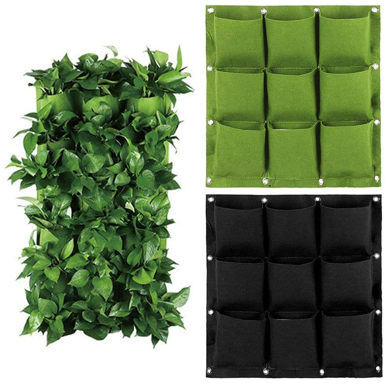 image-Wall-Mounted Vertical Planting Bag Green Non-Woven Fabric