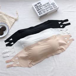 image-Women's Strapless Ice Silk Tube Top Bra with Backless Design