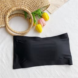 image-Women's Strapless Ice Silk Tube Top Bra with Backless Design
