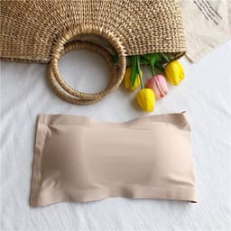 image-Women's Strapless Ice Silk Tube Top Bra with Backless Design