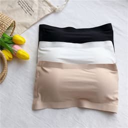 image-Women's Strapless Ice Silk Tube Top Bra with Backless Design