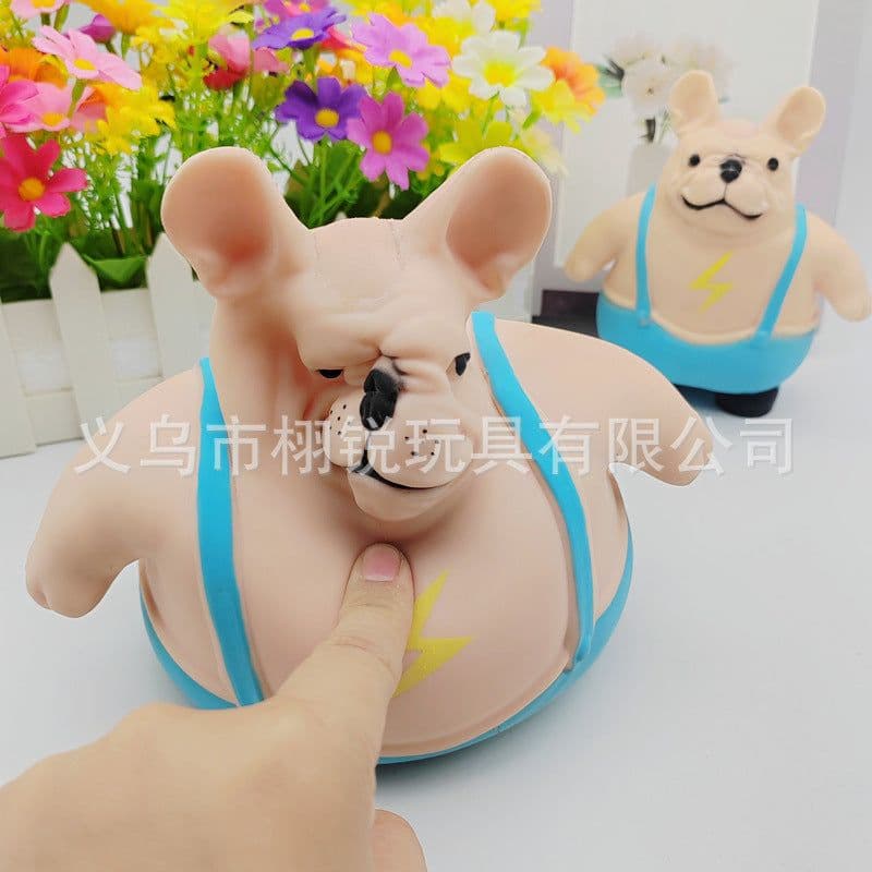 image-TPR Bulldog Stress Relief Toy Lightning Dog Squeeze Decompression