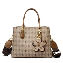 image-Women's PVC Square Messenger Bag with Chain - Gray