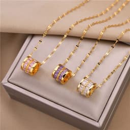 image-Crystal Bead Pendant Necklace Clavicle Chain Gift for Women