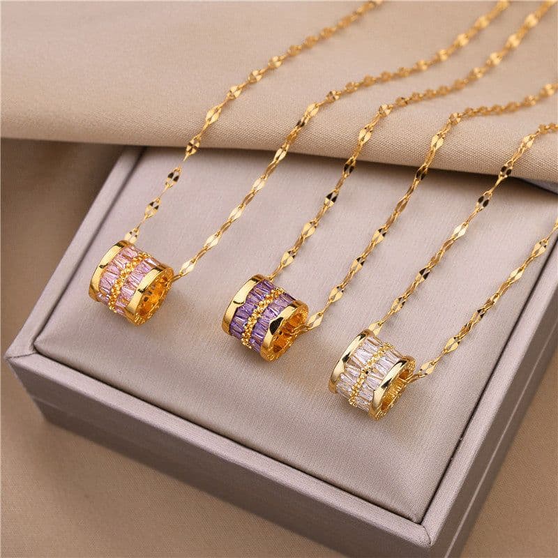 image-Crystal Bead Pendant Necklace Clavicle Chain Gift for Women