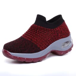image-Women's Flyknit Platform Sneakers with Air Cushion - Casual Slip-On