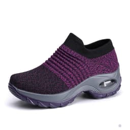 image-Women's Flyknit Platform Sneakers with Air Cushion - Casual Slip-On