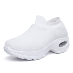 image-Women's Flyknit Platform Sneakers with Air Cushion - Casual Slip-On