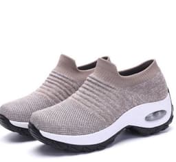 image-Women's Flyknit Platform Sneakers with Air Cushion - Casual Slip-On
