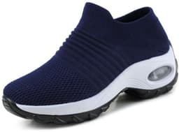 image-Women's Flyknit Platform Sneakers with Air Cushion - Casual Slip-On
