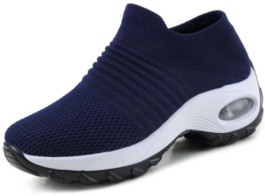 image-Women's Flyknit Platform Sneakers with Air Cushion - Casual Slip-On