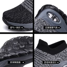 image-Women's Flyknit Platform Sneakers with Air Cushion - Casual Slip-On