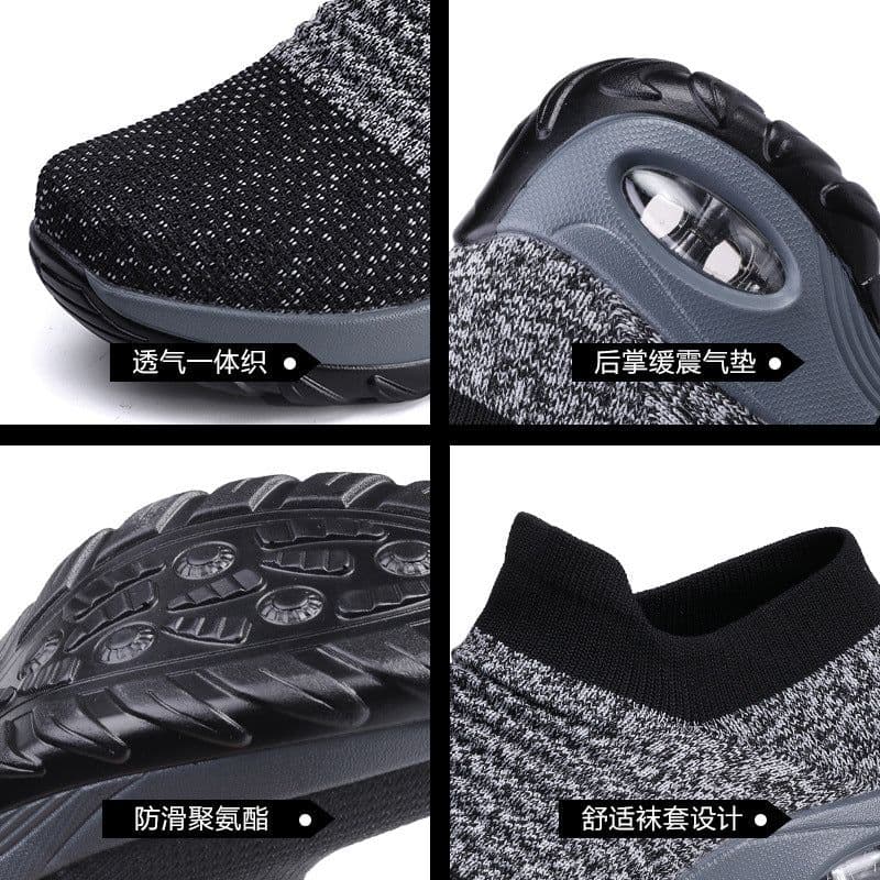 image-Women's Flyknit Platform Sneakers with Air Cushion - Casual Slip-On