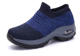 image-Women's Flyknit Platform Sneakers with Air Cushion - Casual Slip-On