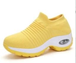 image-Women's Flyknit Platform Sneakers with Air Cushion - Casual Slip-On
