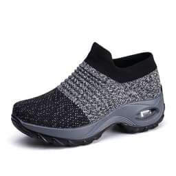image-Women's Flyknit Platform Sneakers with Air Cushion - Casual Slip-On