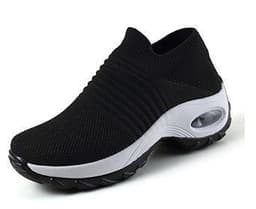 image-Women's Flyknit Platform Sneakers with Air Cushion - Casual Slip-On