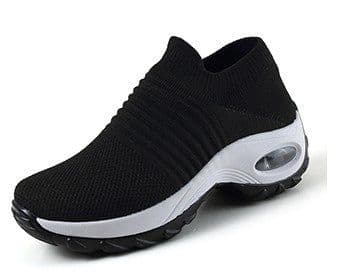 image-Women's Flyknit Platform Sneakers with Air Cushion - Casual Slip-On