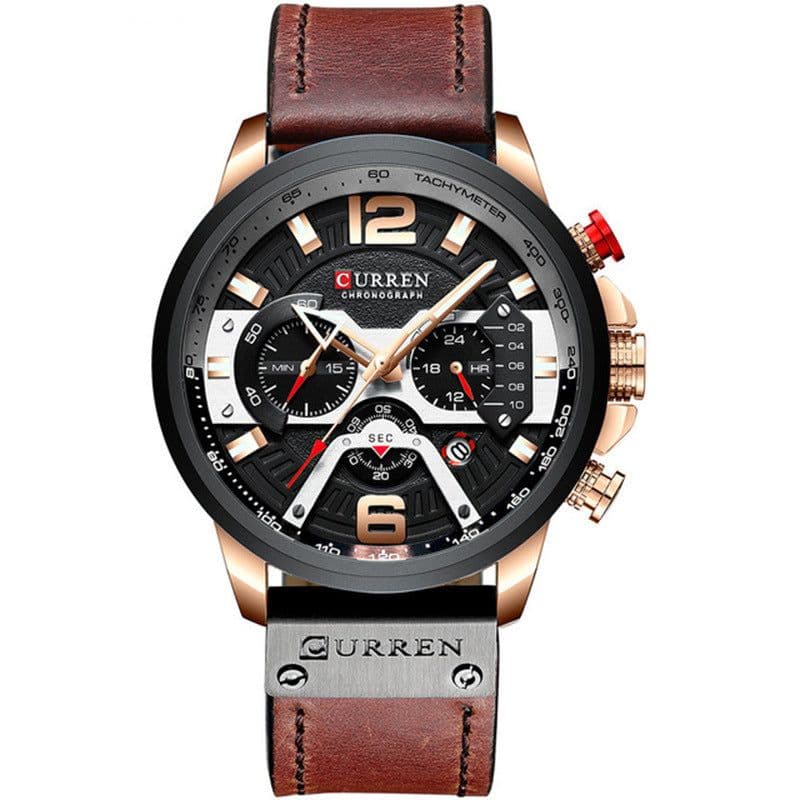 image-CURREN 8329 Men's Quartz Watch Waterproof Calendar Leather Strap